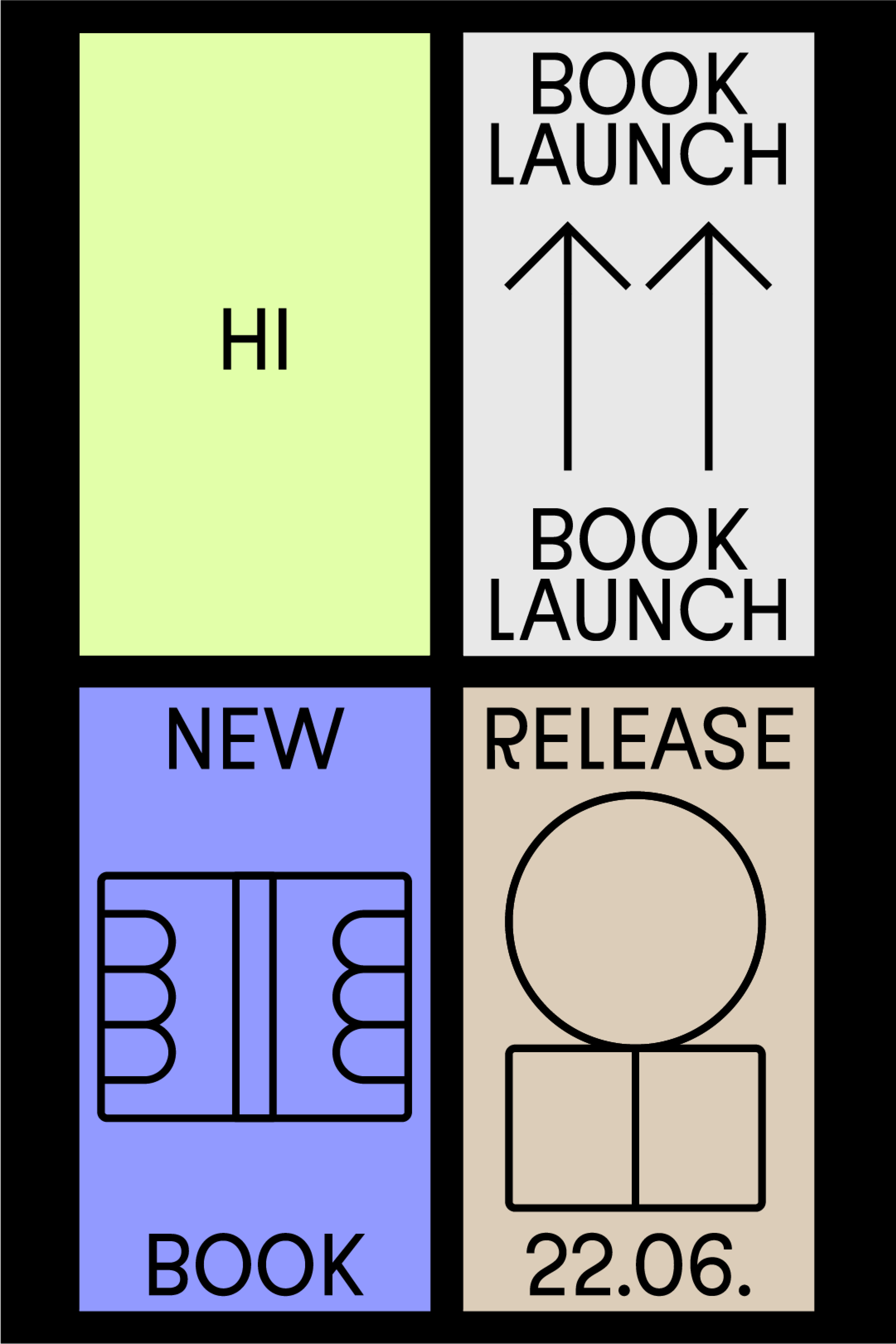 Four different graphics that serve to announce different activities